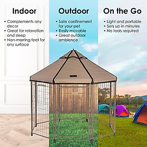 Win World International Pet Gazebo Dog Kennel, Earth Taupe, 5-ft