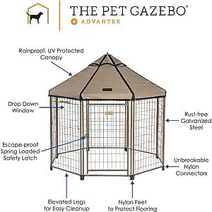 Win World International Pet Gazebo Dog Kennel, Earth Taupe, 5-ft