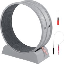 Winado Round PP Track Exercise Wheel & Balls Cat Toy with Gray Carpet & Wand, 31.5 x 13.4 x 33.9-in, Gray