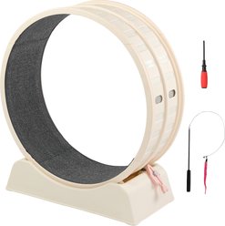 Winado Round PP Track Exercise Wheel & Balls Cat Toy with Gray Carpet & Wand, 31.5 x 13.4 x 33.9-in, White slide 1 of 9