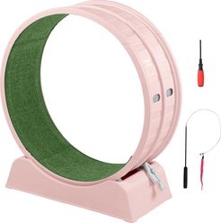 Winado Round PP Track Exercise Wheel & Balls Cat Toy with Green Carpet & Wand, 31.5 x 13.4 x 33.9-in, Pink