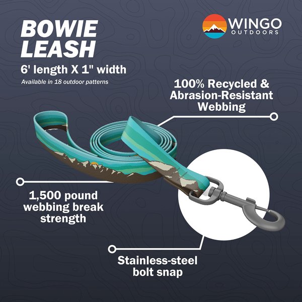 Show full view: Wingo Outdoors Bowie Dog Leash, Brown Trout, 6-ft long, 1-inch wide slide 3 of 5