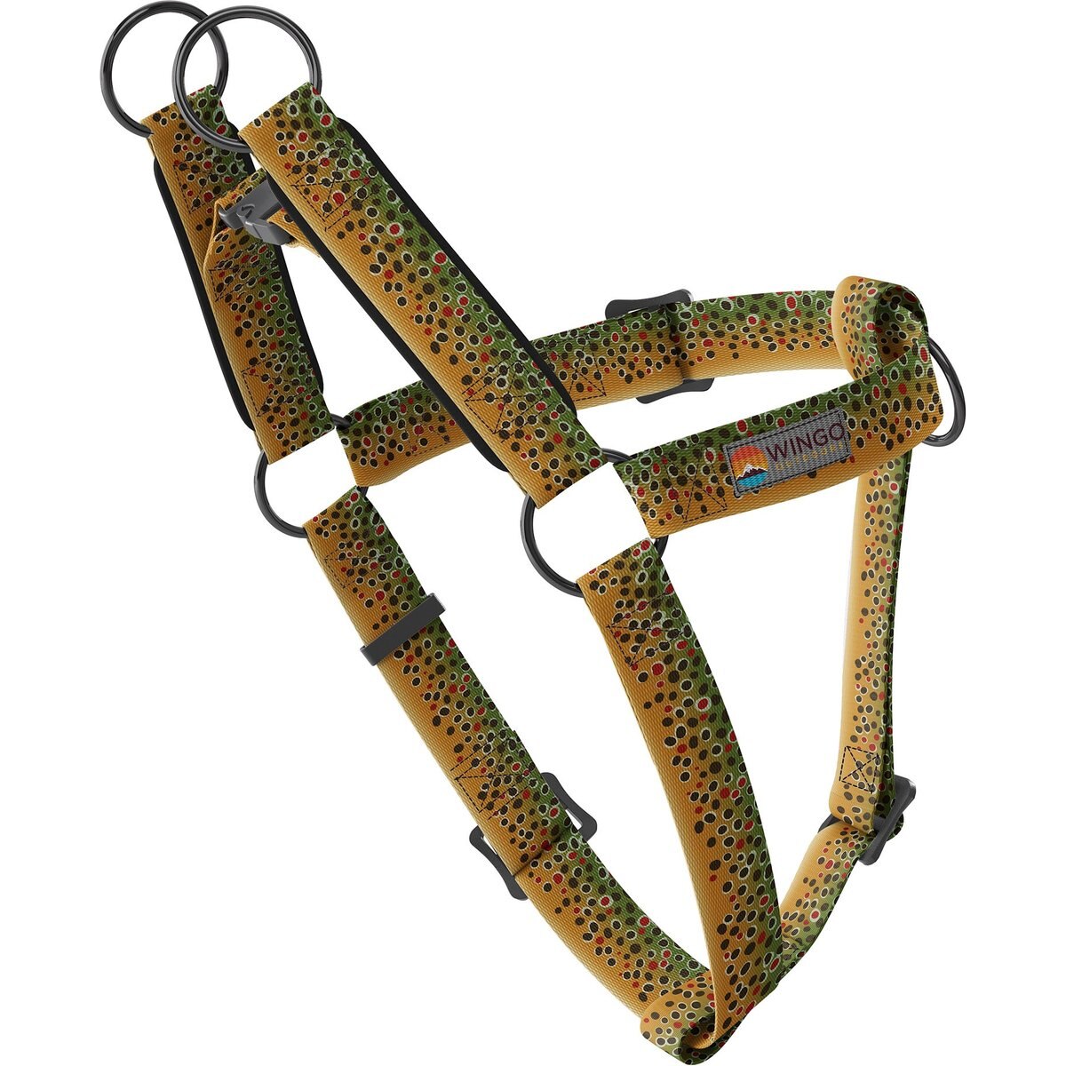 Wingo Outdoors Suzie Dog Harness, Brown Trout, Medium: 24 to 34-in chest, 1-inch wide webbing
