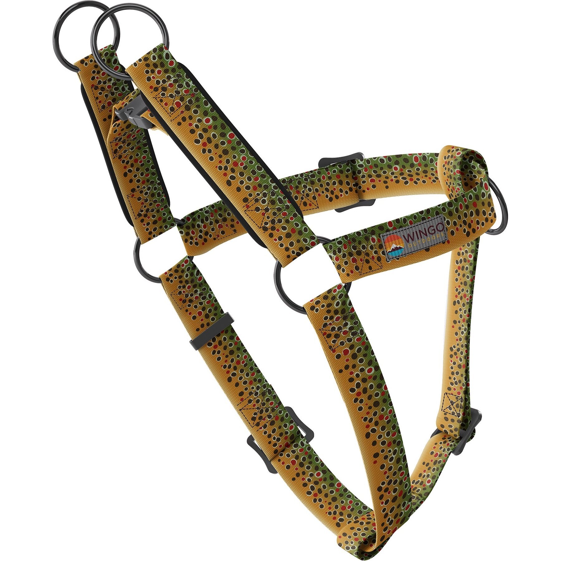 Wingo Outdoors Suzie Dog Harness, Brown Trout, Medium: 24 to 34-in chest, 1-inch wide webbing