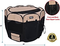 WINiPET 2-Door Soft-Sided Dog & Cat Playpen, Beige + Black, 48 x 48 x 32-in slide 2 of 6