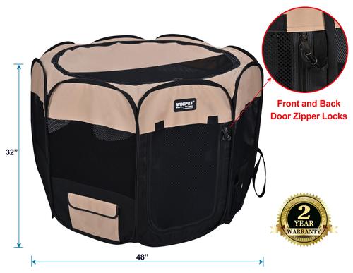 Show full view: WINiPET 2-Door Soft-Sided Dog & Cat Playpen, Beige + Black, 48 x 48 x 32-in slide 3 of 8