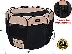 WINiPET 2-Door Soft-Sided Dog & Cat Playpen, Beige + Black, 62 x 62 x 36-in slide 2 of 6