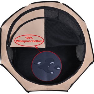 WINiPET 2-Door Soft-Sided Dog & Cat Playpen, Beige + Black, 62 x 62 x 36-in