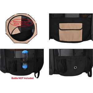 WINiPET 2-Door Soft-Sided Dog & Cat Playpen, Beige + Black, 62 x 62 x 36-in