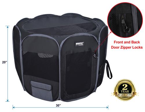 Show full view: WINiPET 2-Door Soft-Sided Dog & Cat Playpen, Black, 30 x 30 x 20-in slide 2 of 7