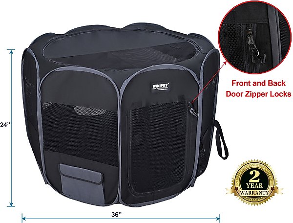 Show full view: WINiPET 2-Door Soft-Sided Dog & Cat Playpen, Black, 36 x 36 x 24-in slide 2 of 7