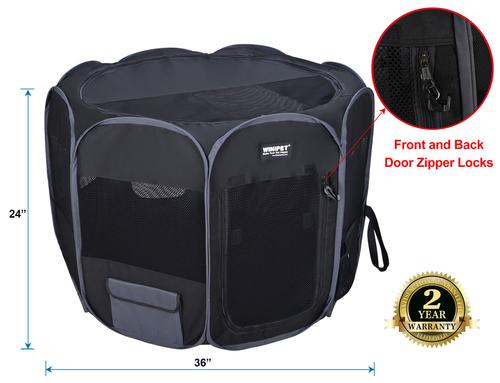 Show full view: WINiPET 2-Door Soft-Sided Dog & Cat Playpen, Black, 36 x 36 x 24-in slide 2 of 7
