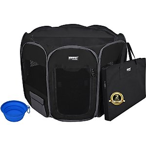 WINiPET 2-Door Soft-Sided Dog & Cat Playpen, Black, 48 x 48 x 32-in