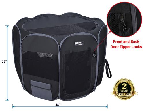 Show full view: WINiPET 2-Door Soft-Sided Dog & Cat Playpen, Black, 48 x 48 x 32-in slide 3 of 8