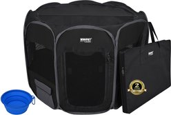 WINiPET 2-Door Soft-Sided Dog & Cat Playpen, Black, 62 x 62 x 36-in