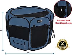 WINiPET 2-Door Soft-Sided Dog & Cat Playpen, Blue Gray, 48 x 48 x 32-in slide 2 of 6