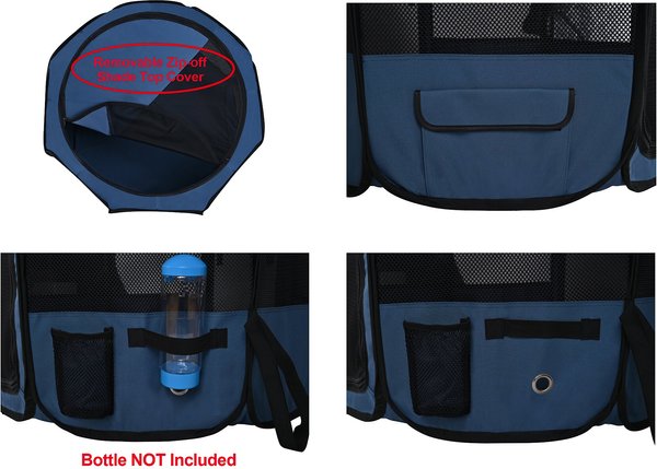 Show full view: WINiPET 2-Door Soft-Sided Dog & Cat Playpen, Blue Gray, 48 x 48 x 32-in slide 4 of 7