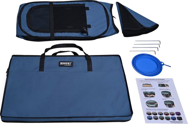 Show full view: WINiPET 2-Door Soft-Sided Dog & Cat Playpen, Blue Gray, 48 x 48 x 32-in slide 5 of 7