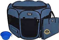 WINiPET 2-Door Soft-Sided Dog & Cat Playpen, Blue Gray, 62 x 62 x 30-in