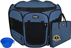 WINiPET 2-Door Soft-Sided Dog & Cat Playpen, Blue Gray, 62 x 62 x 36-in