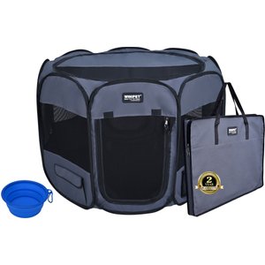 WINiPET 2-Door Soft-Sided Dog & Cat Playpen, Gray, 62 x 62 x 36-in