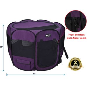 WINiPET 2-Door Soft-Sided Dog & Cat Playpen, Purple, 30 x 30 x 17-in