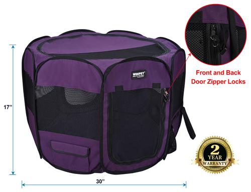 Show full view: WINiPET 2-Door Soft-Sided Dog & Cat Playpen, Purple, 30 x 30 x 17-in slide 3 of 8