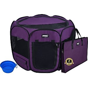 WINiPET 2-Door Soft-Sided Dog & Cat Playpen, Purple, 30 x 30 x 20-in