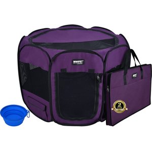 WINiPET 2-Door Soft-Sided Dog & Cat Playpen, Purple, 62 x 62 x 36-in
