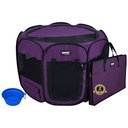 WINiPET 2-Door Soft-Sided Dog & Cat Playpen, Purple, 62 x 62 x 36-in