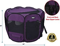 WINiPET 2-Door Soft-Sided Dog & Cat Playpen, Purple, 62 x 62 x 36-in slide 2 of 6