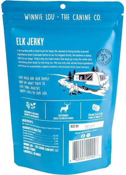Winnie Lou Elk Jerky Dog Treats, 2.5-oz bag