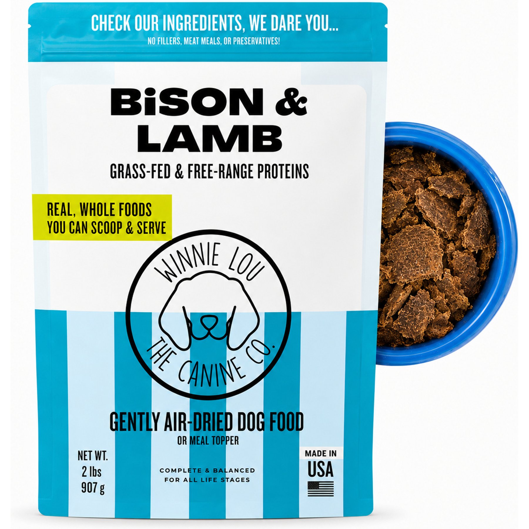 Winnie Lou Limited Ingredient Diet Bison & Lamb Air-Dried Dog Food, 4-lb bundle
