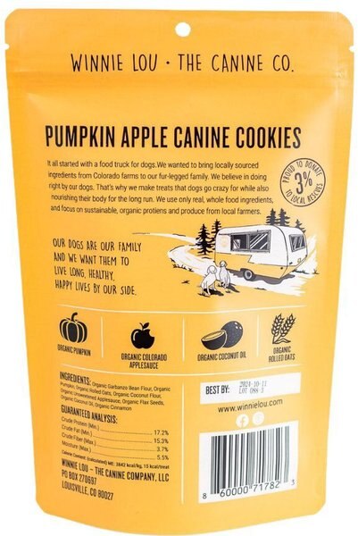 Winnie Lou Pumpkin Canine Cookies Crunchy Dog Treats, 4-oz bag