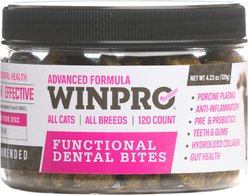 WINPRO Pet Functional Dental Bites Catnip & Chicken Liver Flavored Chew Dental Supplement for Cats, 120 count