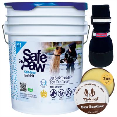 Show full view: Winter Paw Protection Starter Kit - Safe Paw Ice Melt, Natural Dog Company Paw Balm, Bark Brite Dog Boots, Large slide 1 of 9