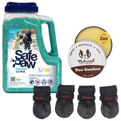 Winter Paw Protection Starter Kit - Safe Paw Ice Melt, Natural Dog Company Paw Balm, Ultra Dog Boots, Medium