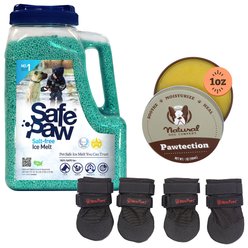 Winter Paw Protection Starter Kit - Safe Paw Ice Melter, Natural Dog Company Paw Protector Balm, Ultra Dog Boots, Small