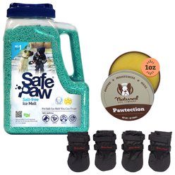 Winter Paw Protection Starter Kit - Safe Paw Ice Melter, Natural Dog Company Paw Protector Balm, Ultra Dog Boots, X-Small