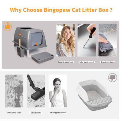 Show full view: Wisfor Stainless Steel High Sided Enclosed Cat Litter Box, X-Large slide 9 of 11