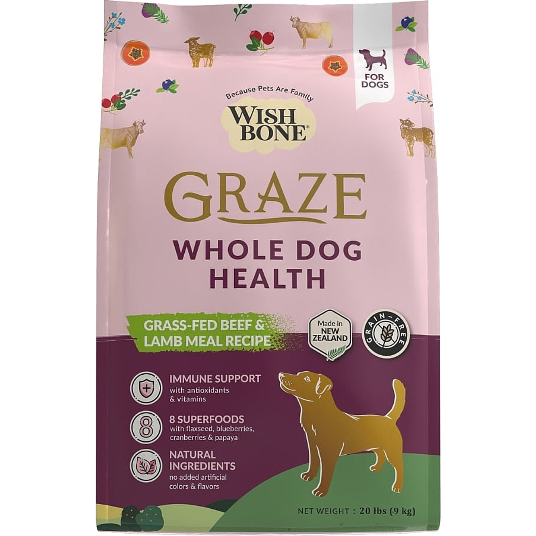 Wishbone Graze New Zealand Whole Dog Health Adult Grain-Free Beef & Lamb Dry Dog Food, 20-lb bag