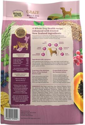 Show full view: Wishbone Graze New Zealand Whole Dog Health Adult Grain-Free Beef & Lamb Dry Dog Food, 4-lb bag slide 9 of 9
