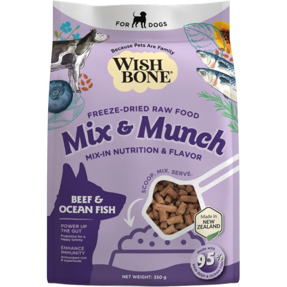 Wishbone Mix & Munch Raw Beef & Ocean Fish High-Protein Grain-Free Adult Freeze-Dried Dog Food, 12.35-oz bag
