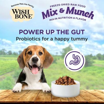 Show full view: Wishbone Mix & Munch Raw Beef & Ocean Fish High-Protein Grain-Free Adult Freeze-Dried Dog Food, 12.35-oz bag slide 7 of 10
