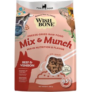 Wishbone Mix & Munch Raw Beef & Venison High Protein Grain-Free Adult Freeze-Dried Dog Food, 12.35-oz bag