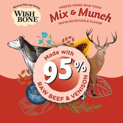 Show full view: Wishbone Mix & Munch Raw Beef & Venison High Protein Grain-Free Adult Freeze-Dried Dog Food, 12.35-oz bag slide 3 of 11