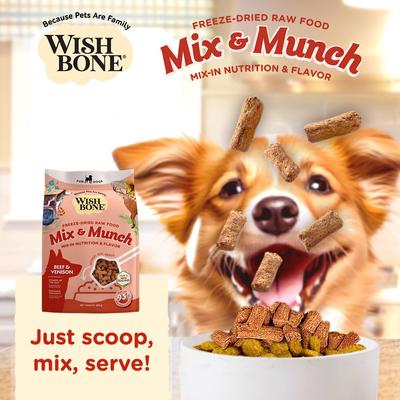 Show full view: Wishbone Mix & Munch Raw Beef & Venison High Protein Grain-Free Adult Freeze-Dried Dog Food, 12.35-oz bag slide 8 of 11