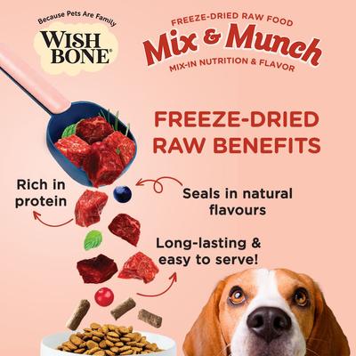 Show full view: Wishbone Mix & Munch Raw Beef & Venison High Protein Grain-Free Adult Freeze-Dried Dog Food, 12.35-oz bag slide 4 of 11