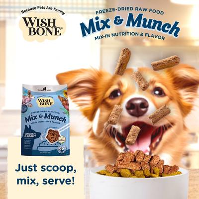 Show full view: Wishbone Mix & Munch Raw Chicken & Rabbit High-Protein Grain-Free Adult Freeze-Dried Dog Food, 12.35-oz bag slide 8 of 10