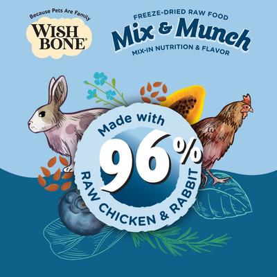 Show full view: Wishbone Mix & Munch Raw Chicken & Rabbit High-Protein Grain-Free Adult Freeze-Dried Dog Food, 12.35-oz bag slide 3 of 10